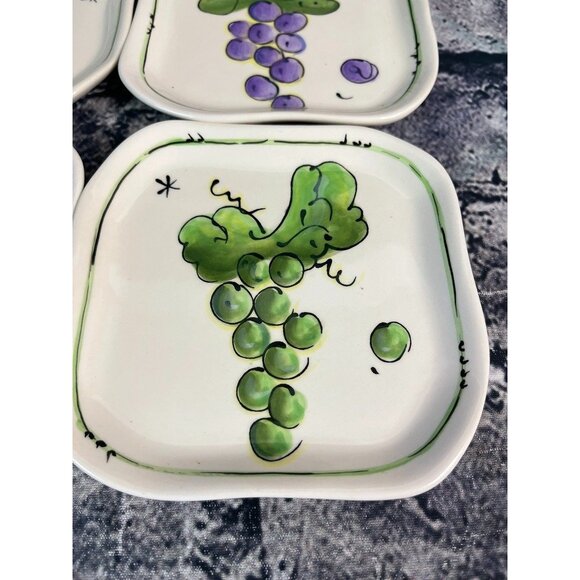 Julia Junkin Set of 4 GRAPE Plates Appetizer Snack Small Grape Hand painted - Picture 4 of 8